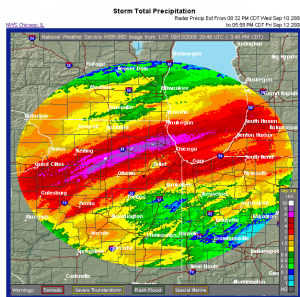 Radar Estimated Rainfall through 4PM CDT 9/13/08