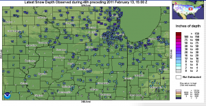 Snow Depth courtesy NOAA/NOHRSC Snow Depth Map